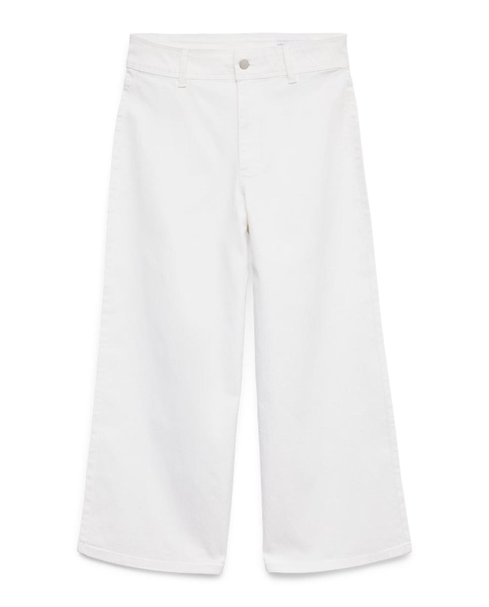 Jeans Cropped com Perna Larga Branco-5