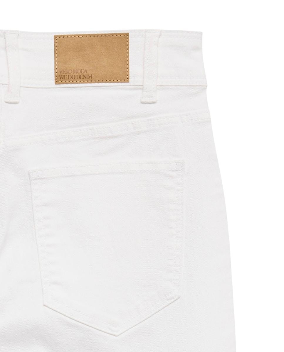 Jeans Cropped com Perna Larga Branco-6