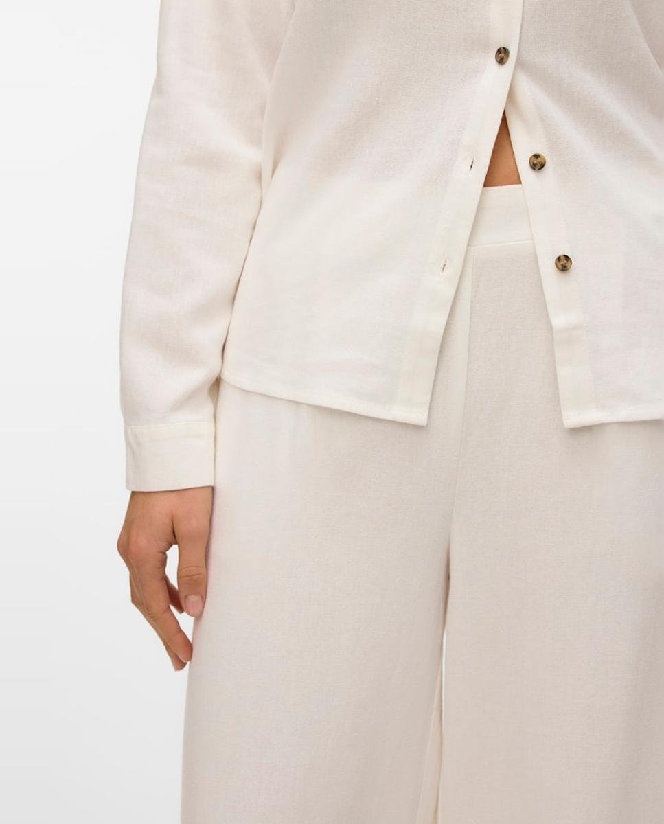 Calças Culotte de Linho Branco-2