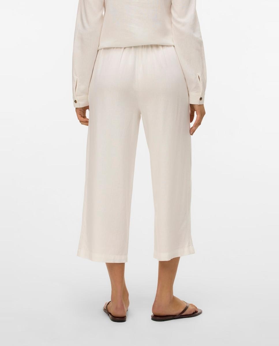 Calças Culotte de Linho Branco-3