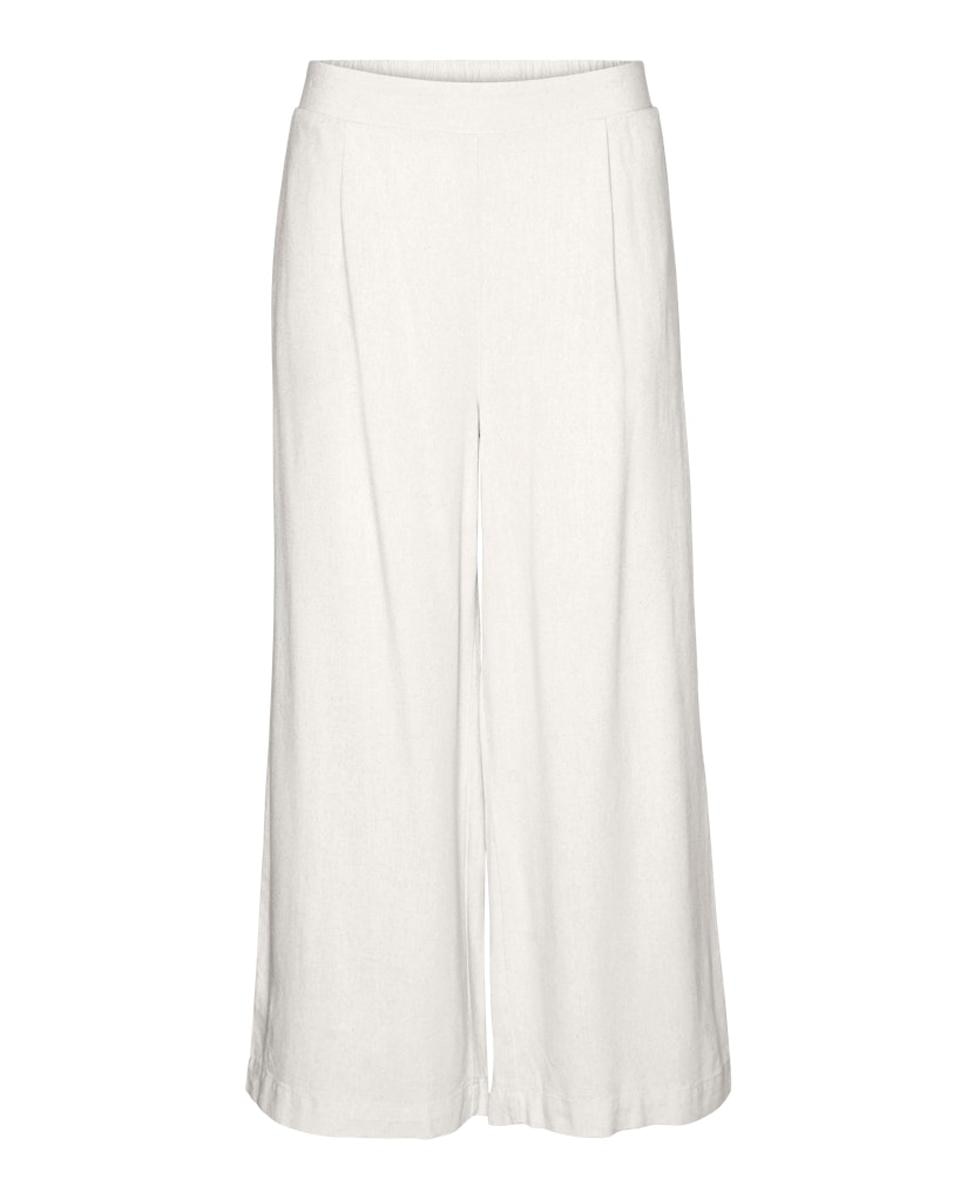 Calças Culotte de Linho Branco-6