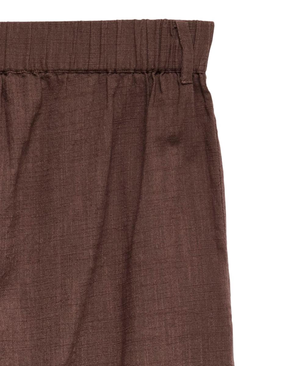 Bermudas de Linho com Cintura Elástica Castanho-6