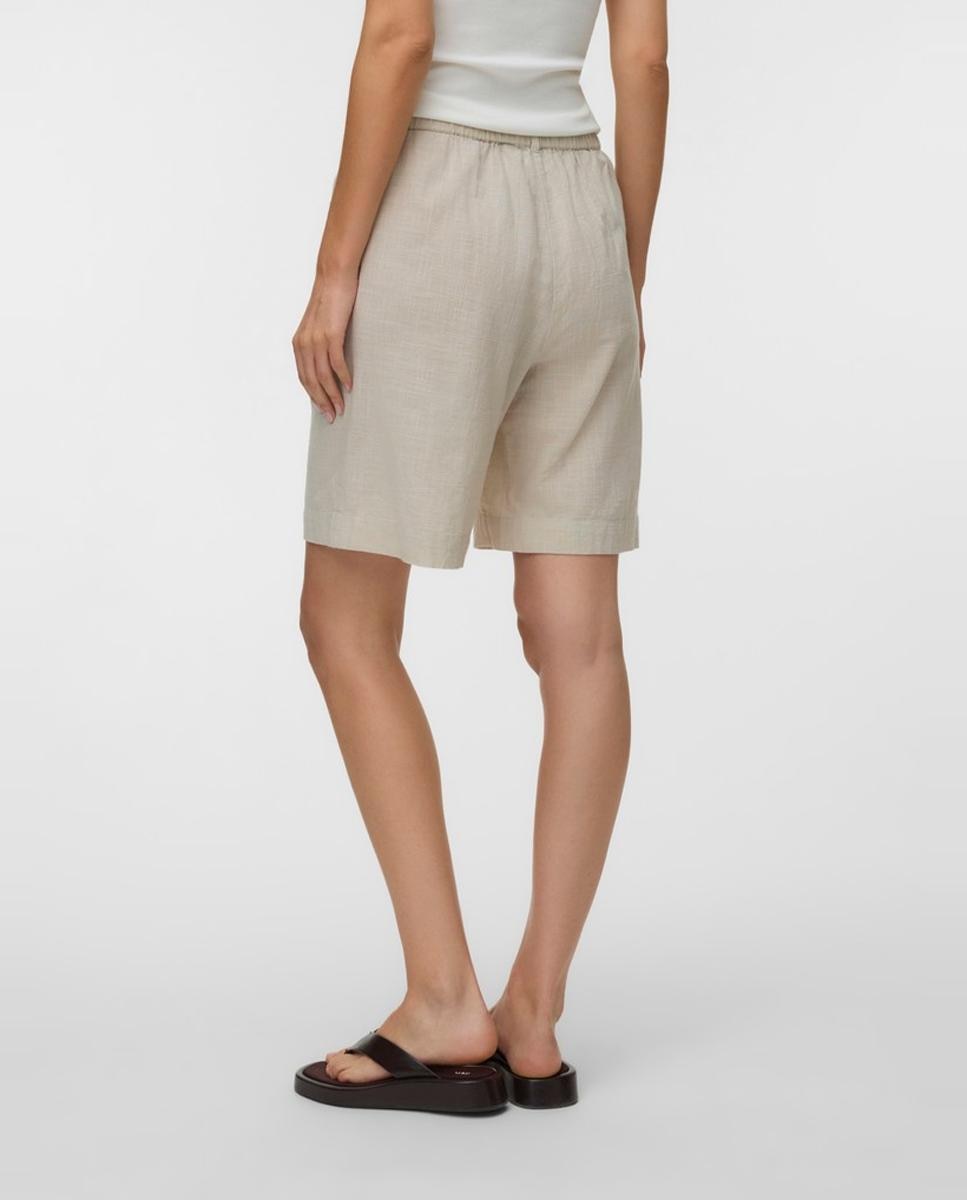 Bermudas de Linho com Cintura Elástica Branco-gelo-3