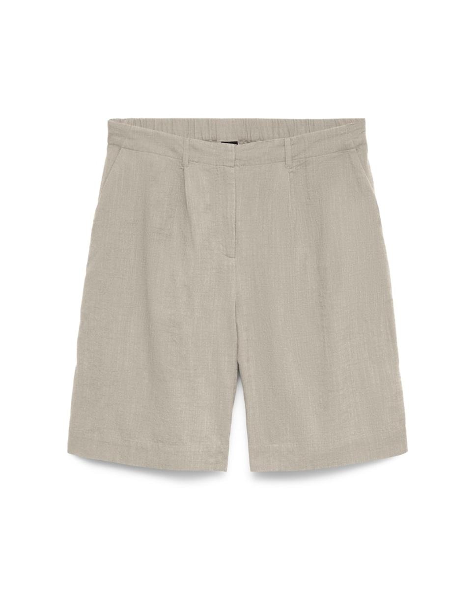 Bermudas de Linho com Cintura Elástica Branco-gelo-5