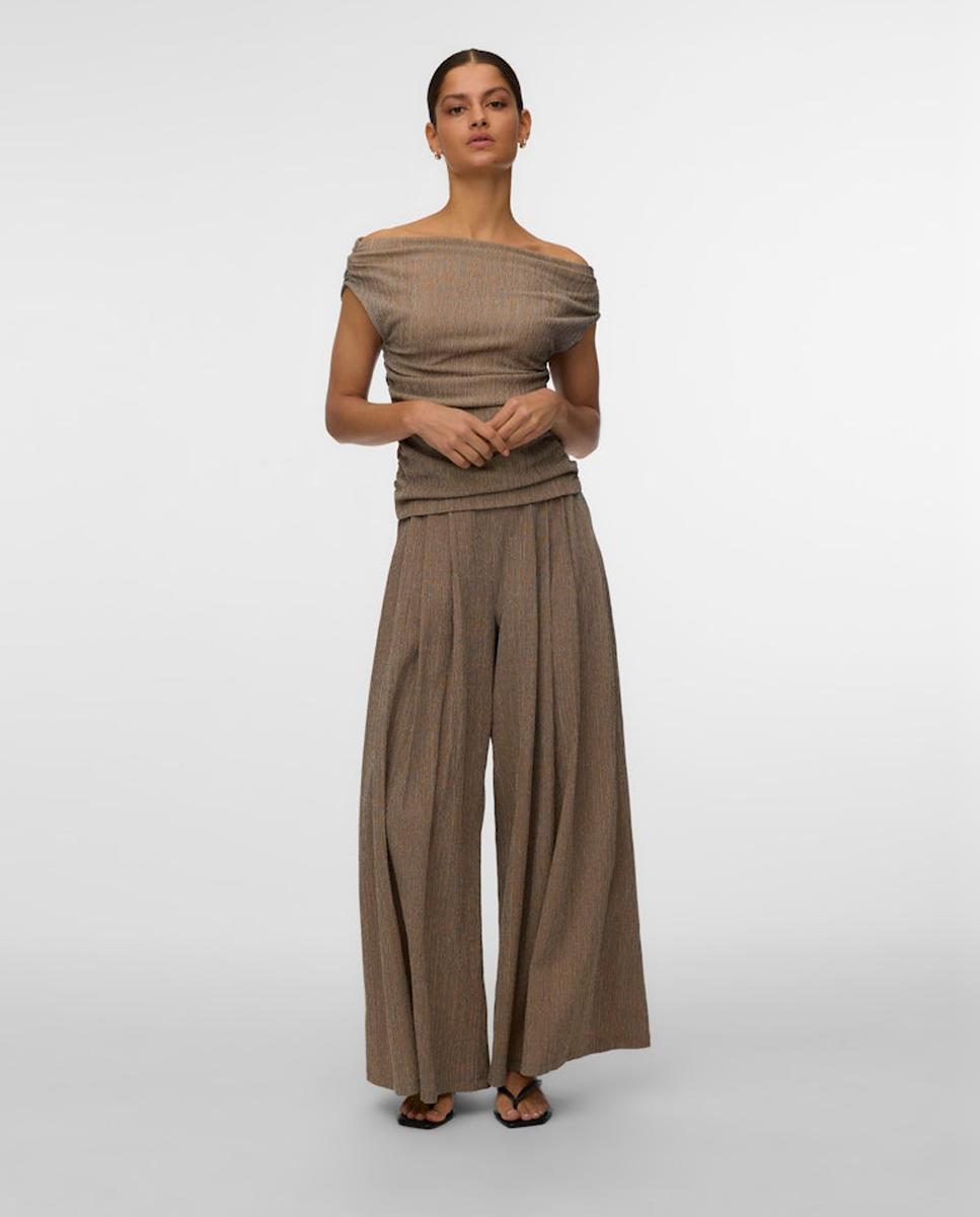 Vero Moda - Pantalón con cintura elástica de mujer de pernera ancha.