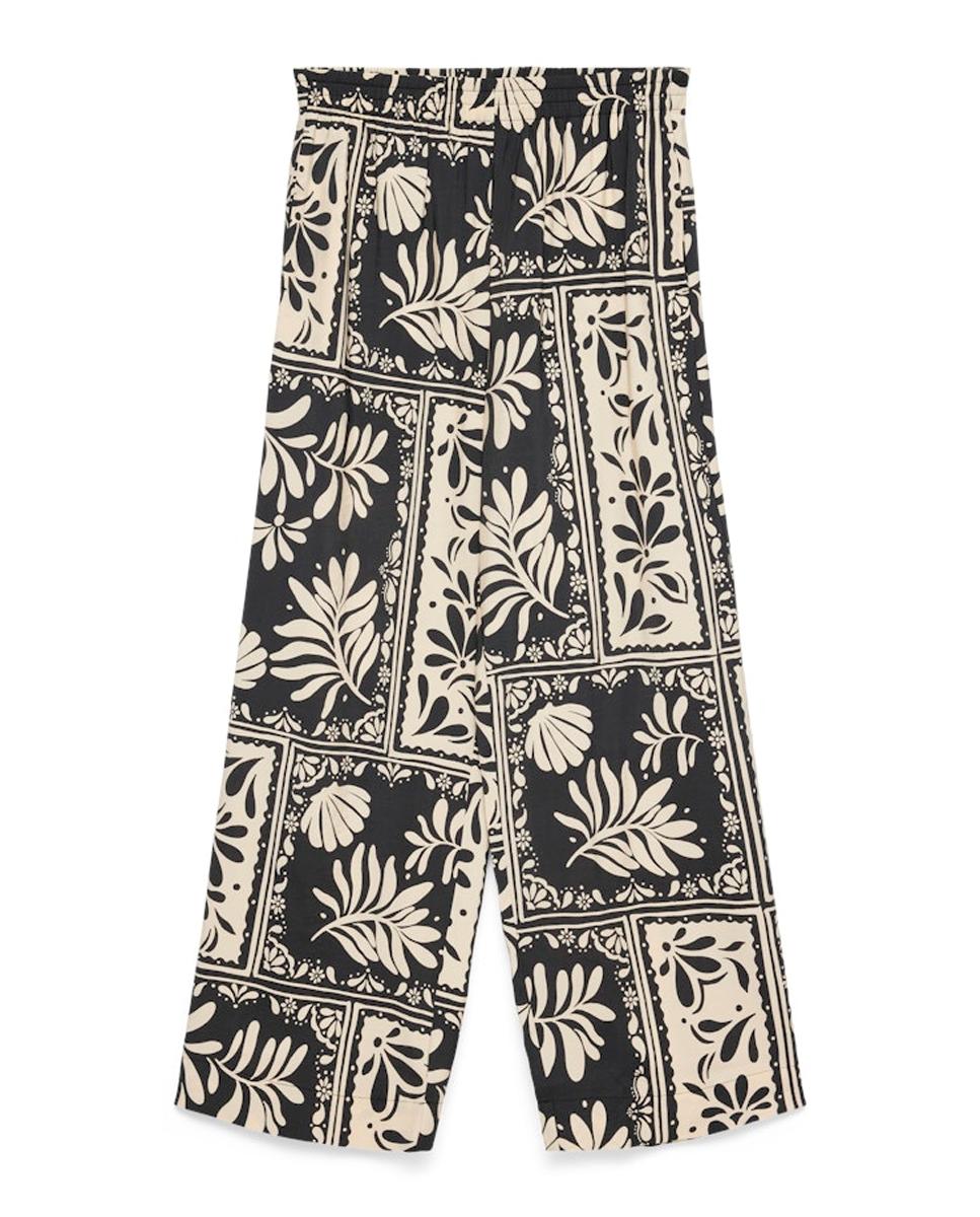 Calças largas com estampado Preto-6