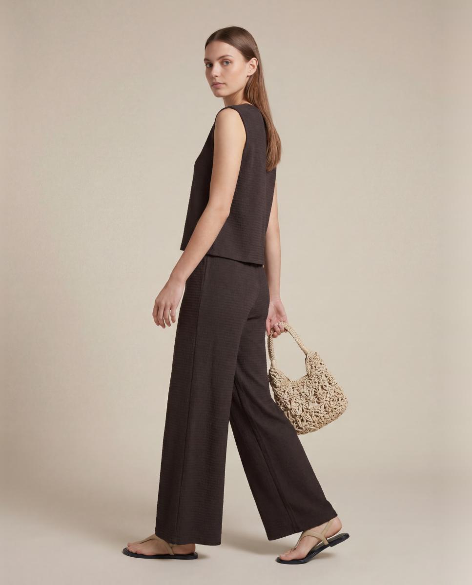 Pantalón largo de pernera ancha - Vero Moda - Marrón oscuro Marrón oscuro-3
