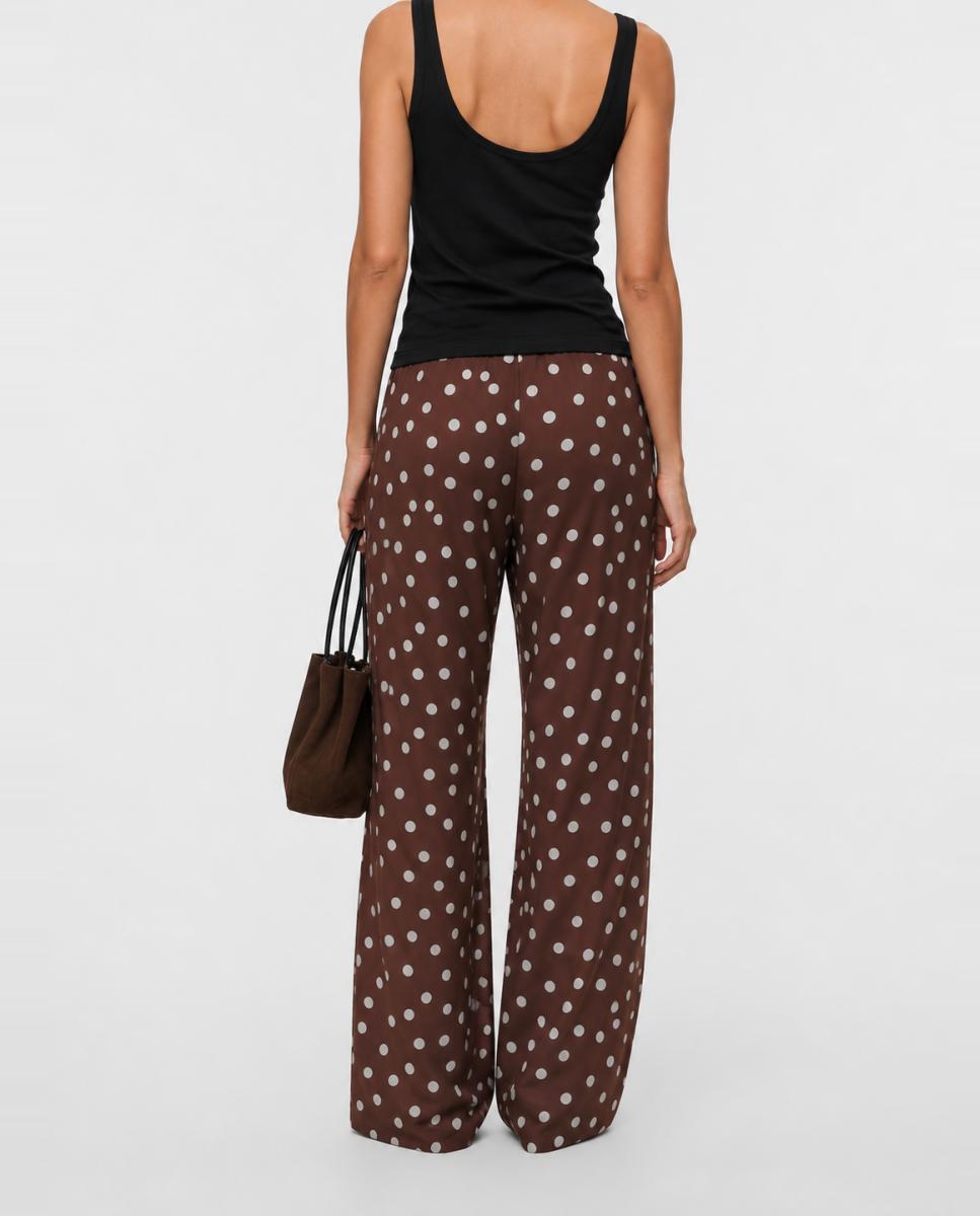 Pantalón largo de lunares - Vero Moda - Marrón Marrón-2