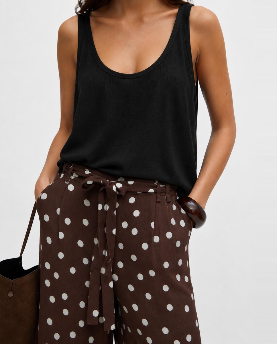 Pantalón largo de lunares - Vero Moda - Marrón Marrón-3