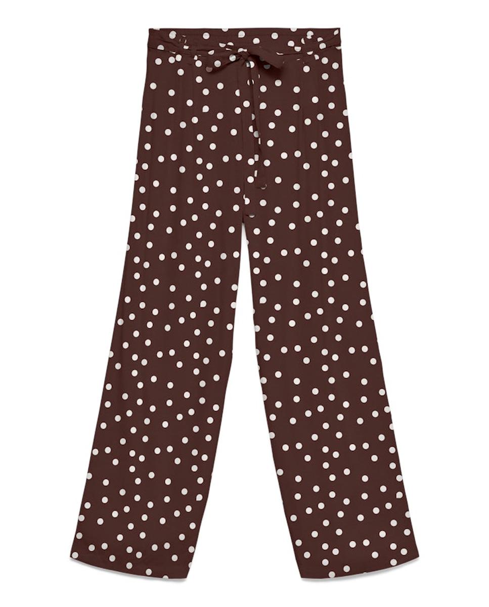 Pantalón largo de lunares - Vero Moda - Marrón Marrón-5