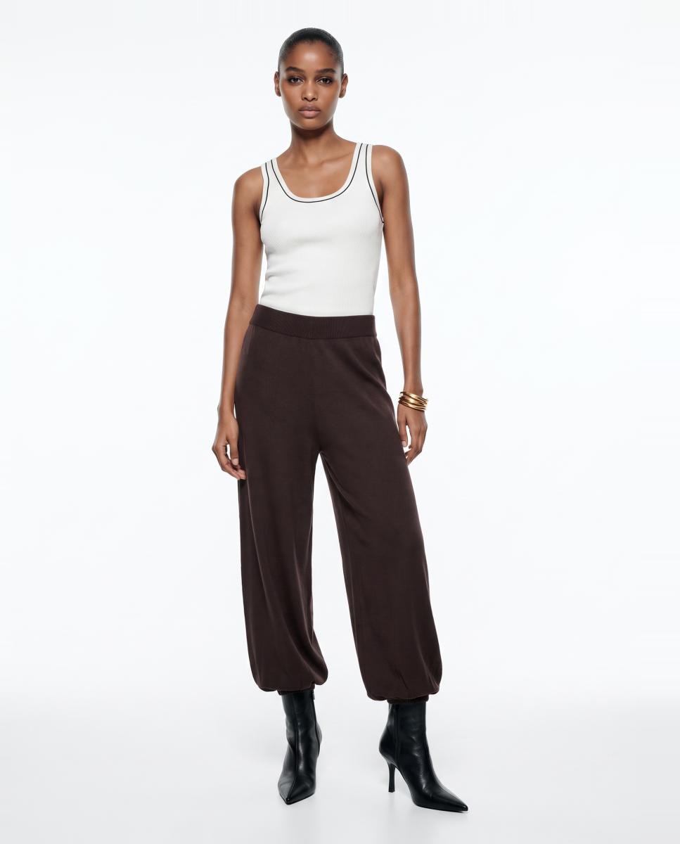 Pantalón bombacho de cintura elástica de mujer - Vero Moda - Marrón oscuro Marrón oscuro-1