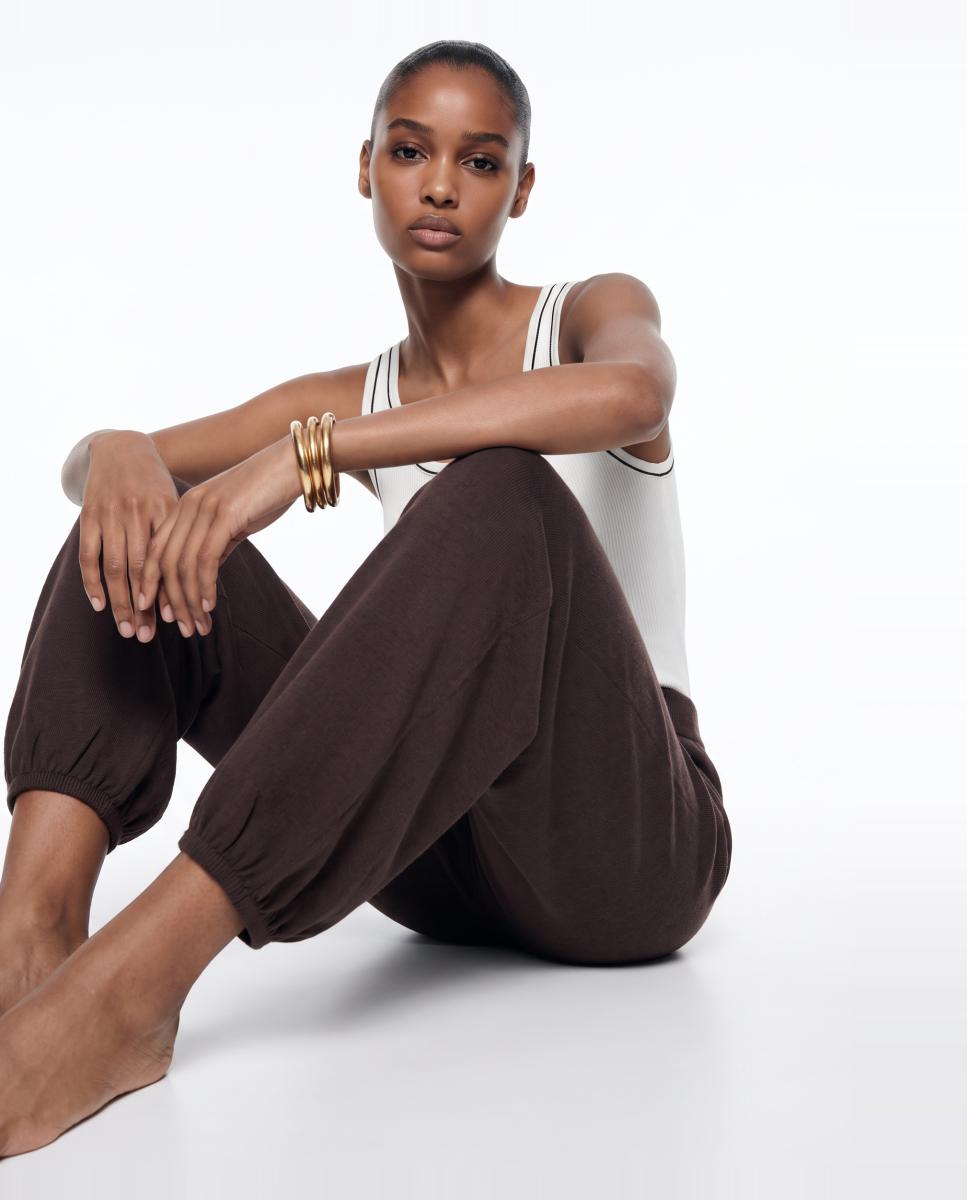 Pantalón bombacho de cintura elástica de mujer - Vero Moda - Marrón oscuro Marrón oscuro-2