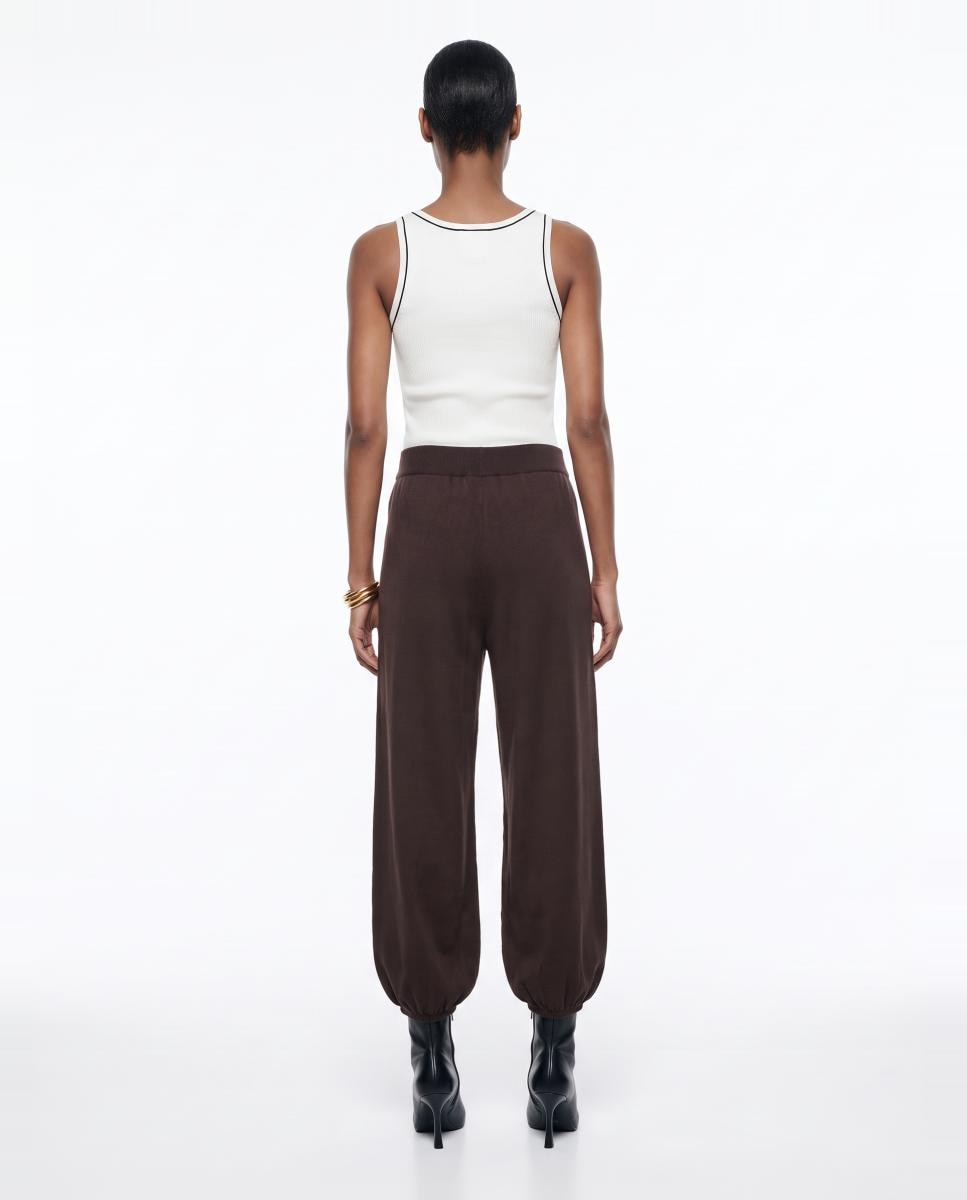 Pantalón bombacho de cintura elástica de mujer - Vero Moda - Marrón oscuro Marrón oscuro-3