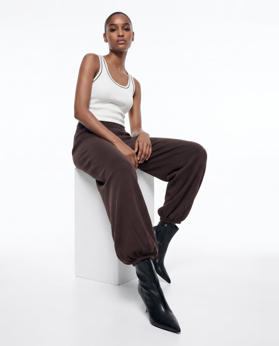 Pantalón bombacho de cintura elástica de mujer - Vero Moda - Marrón oscuro Marrón oscuro-4
