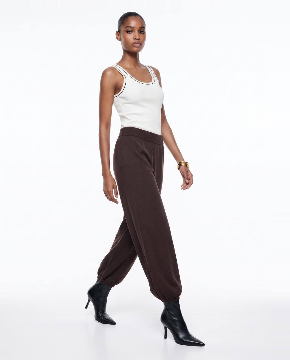Pantalón bombacho de cintura elástica de mujer - Vero Moda - Marrón oscuro Marrón oscuro-5