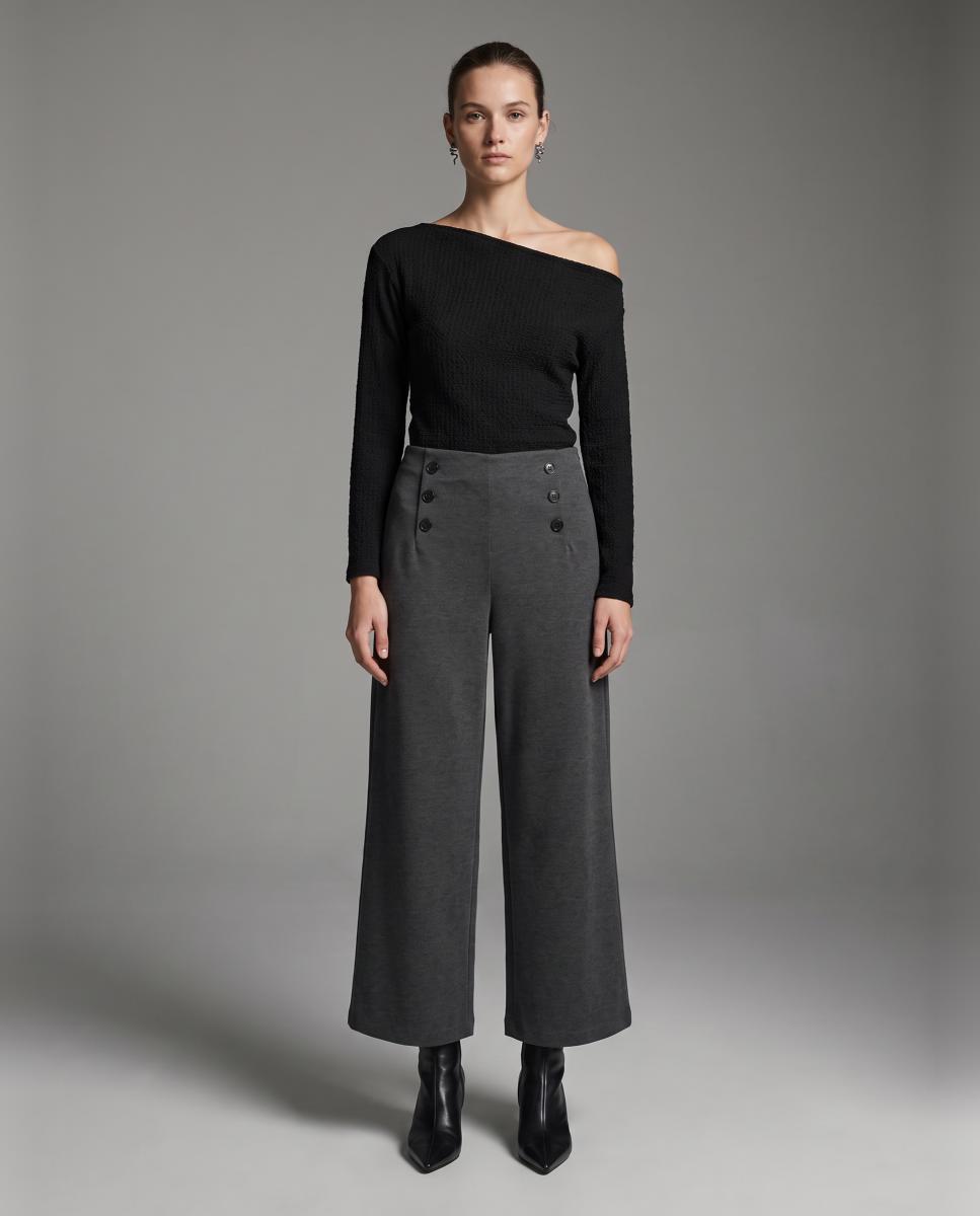 Imagen 1 de Pantalón tiro alto con botones - Vero Moda - Gris Gris