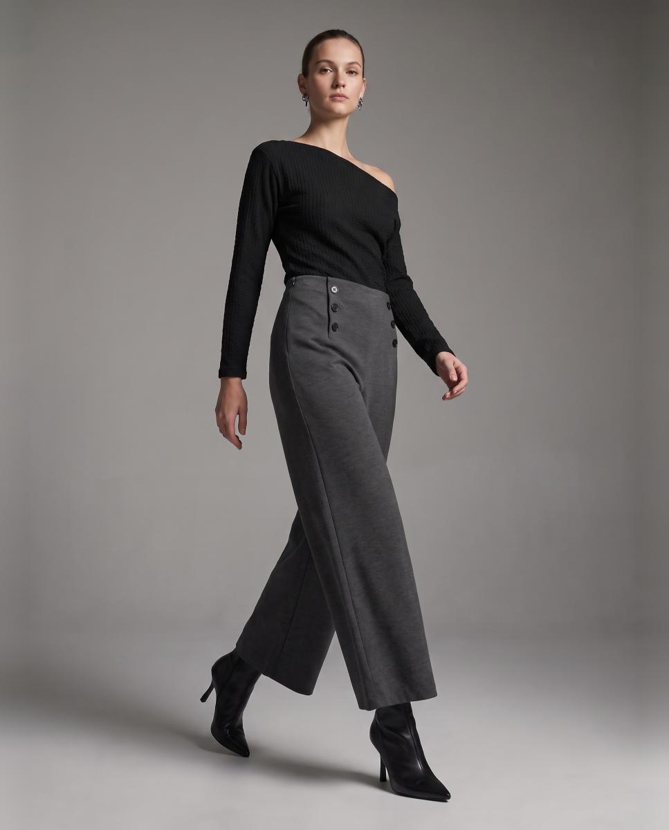 Imagen 4 de Pantalón tiro alto con botones - Vero Moda - Gris Gris