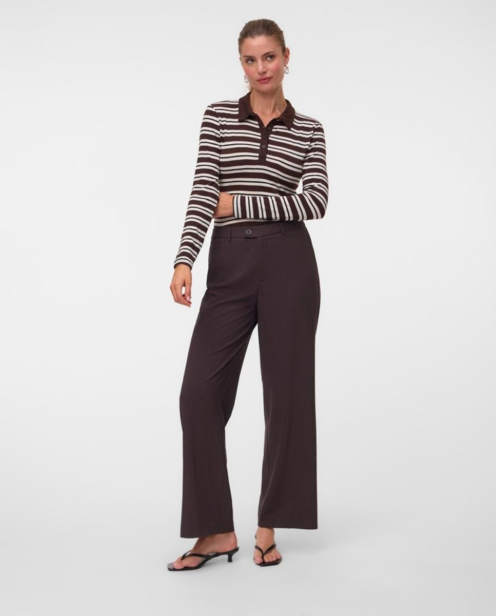 Pantalón de vestir de mujer con pinzas - Vero Moda - Marrón Marrón-1