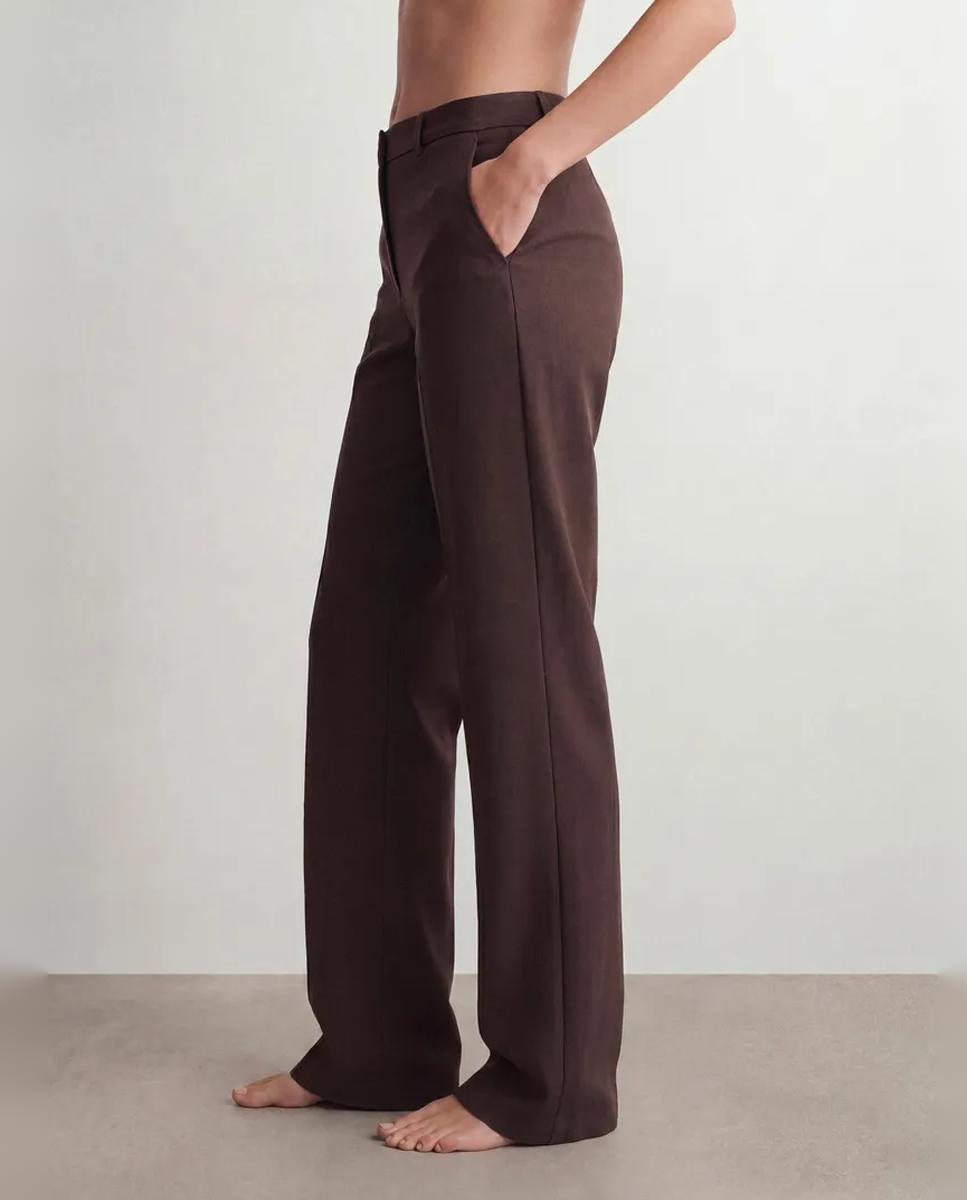Pantalón de vestir de mujer con pinzas - Vero Moda - Marrón Marrón-3