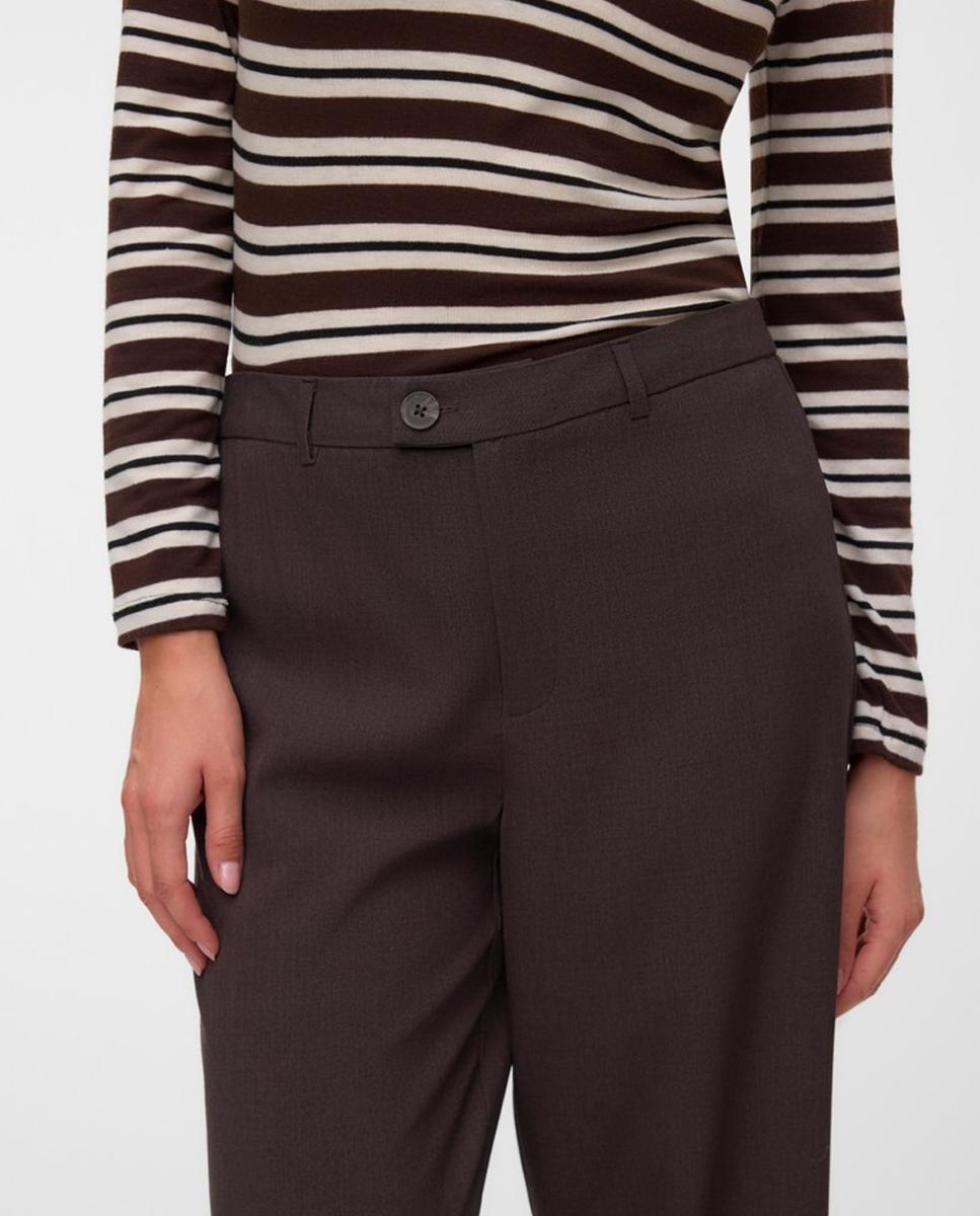 Pantalón de vestir de mujer con pinzas - Vero Moda - Marrón Marrón-6