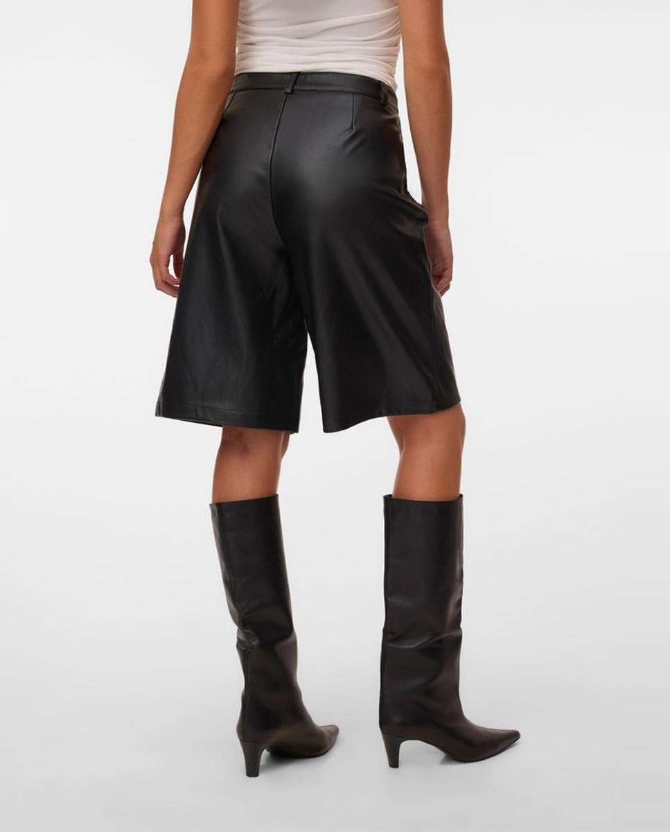 Bermudas de polipiel de pata ancha - Vero Moda - Negro Negro-2