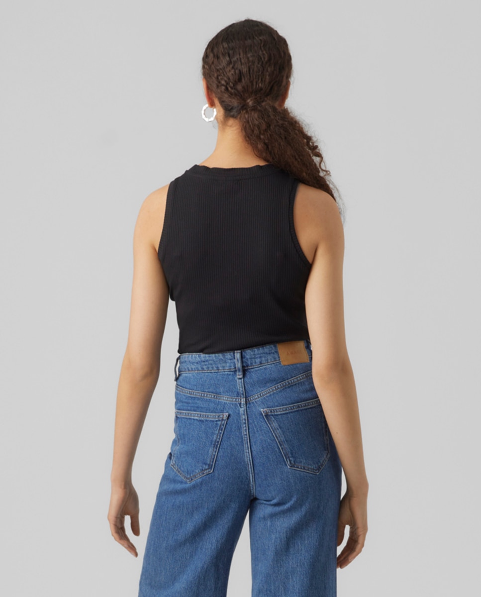 Top de mujer sin mangas ajustado - Vero Moda - Negro Negro-2