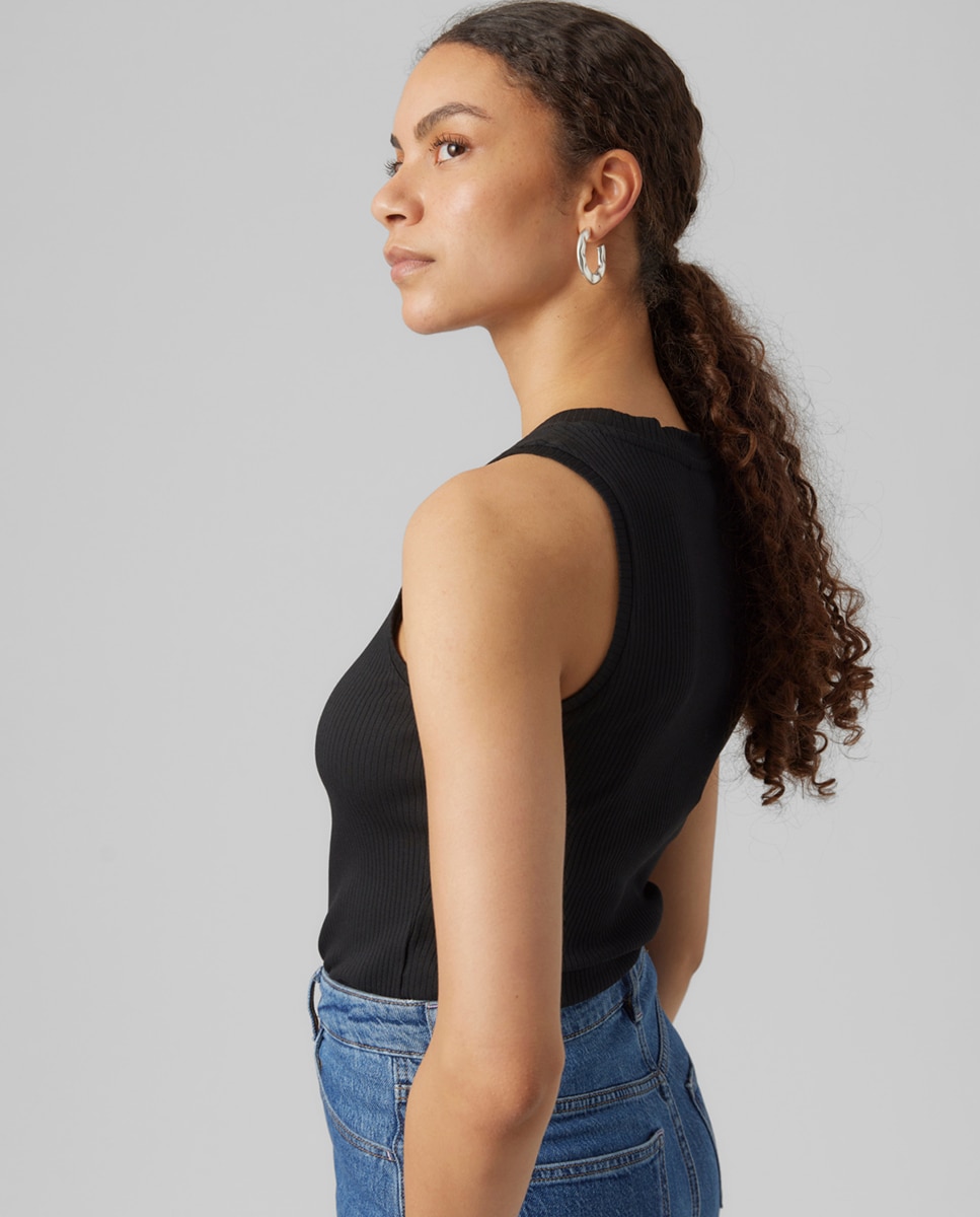 Top de mujer sin mangas ajustado - Vero Moda - Negro Negro-3