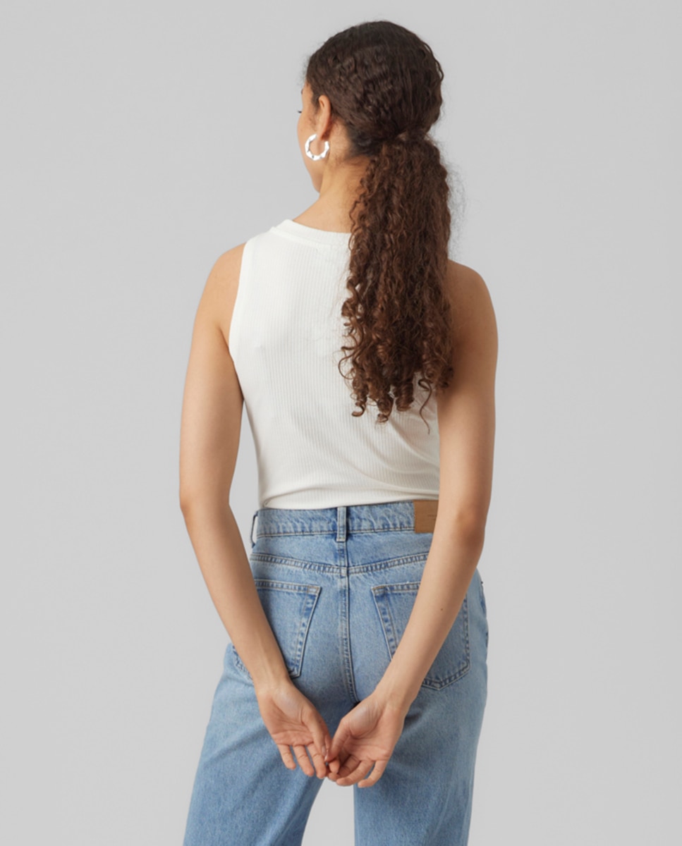 Top de mujer sin mangas ajustado - Vero Moda - Blanco Blanco-2