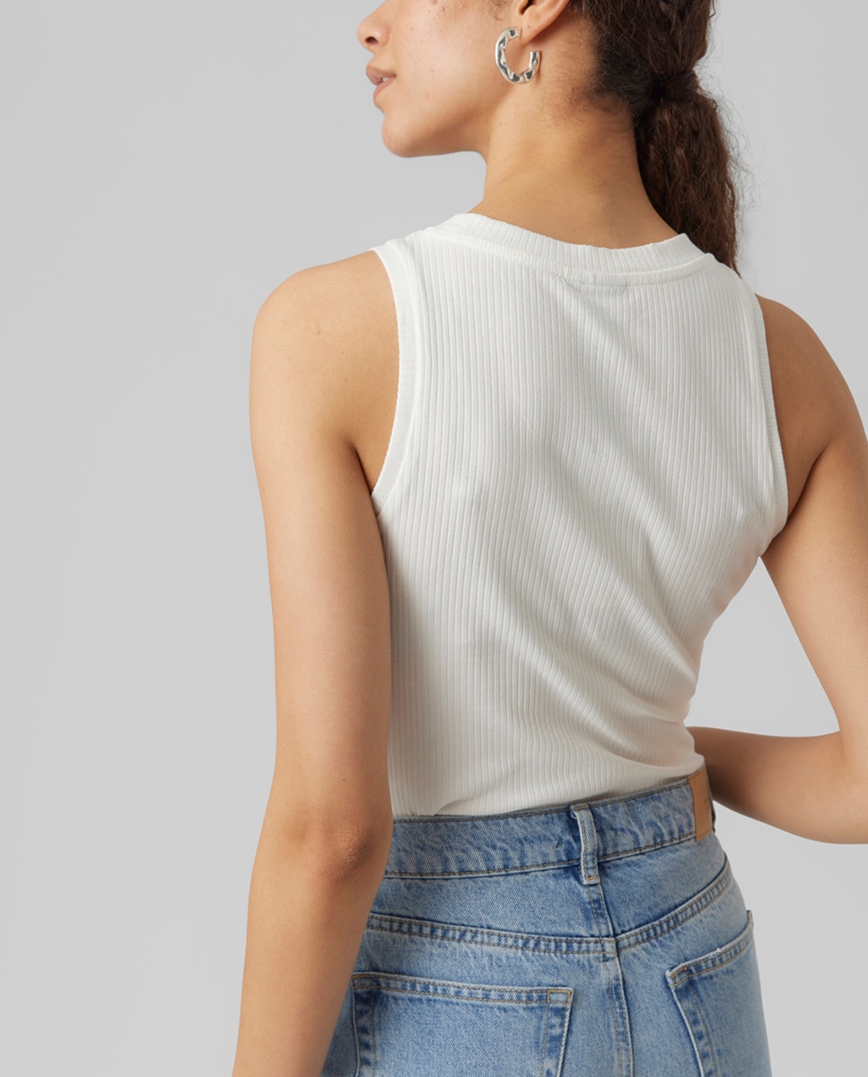 Top de mujer sin mangas ajustado - Vero Moda - Blanco Blanco-3