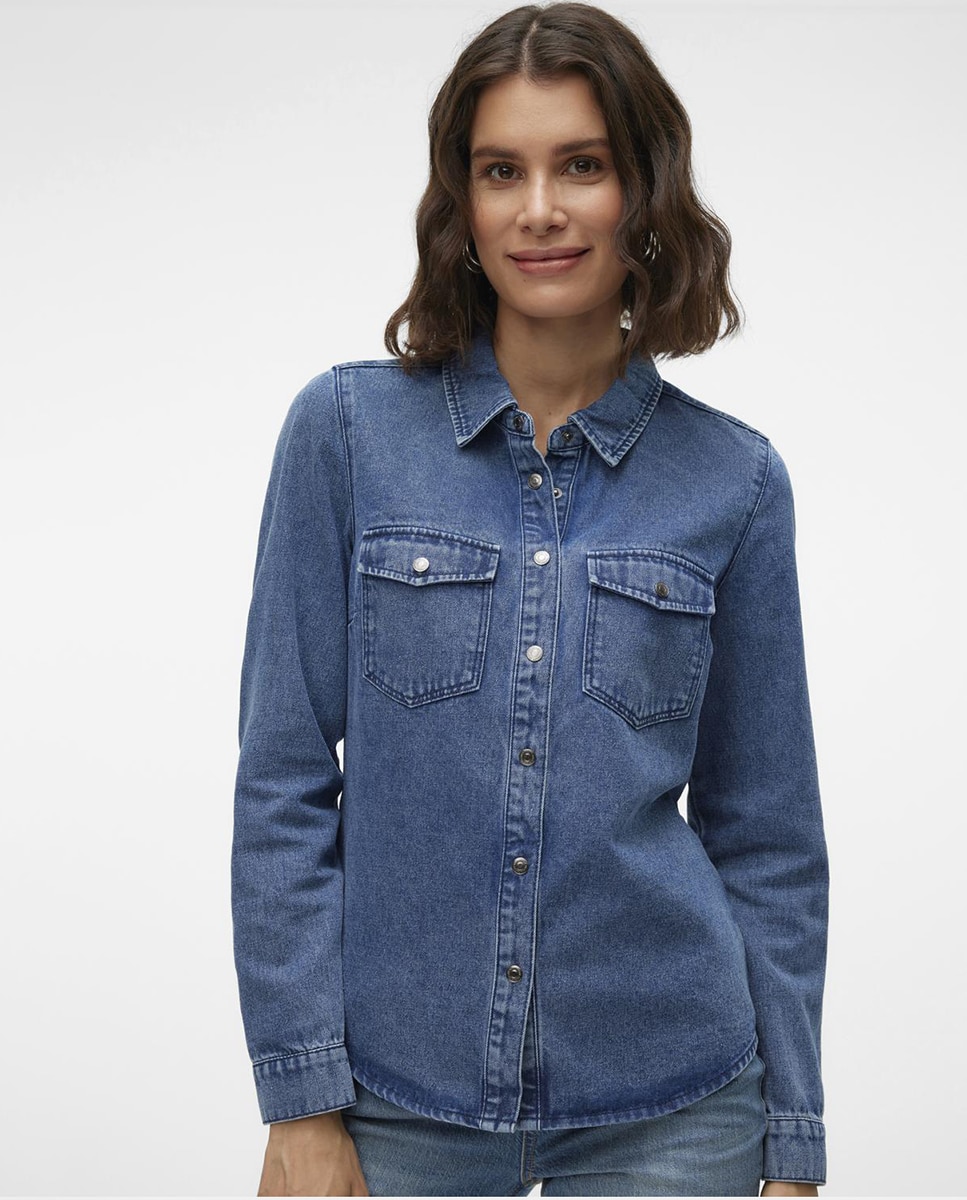 Imagem 0 de Camisa de Ganga com Bolsos no Peito