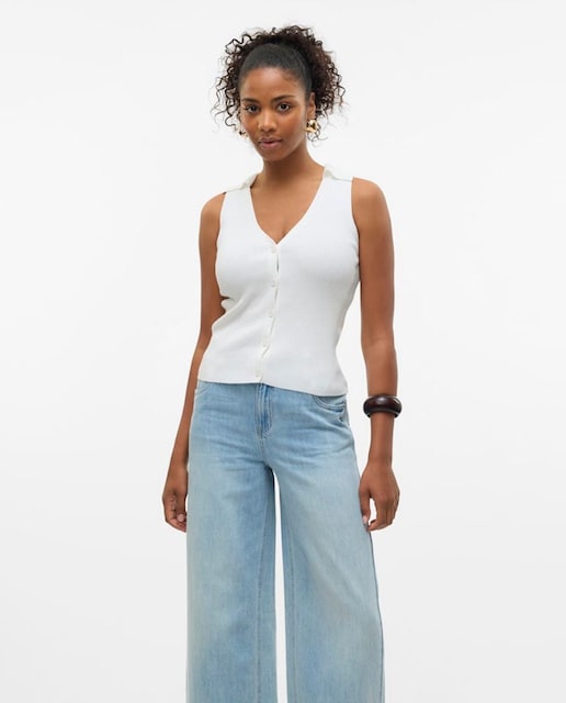 Imagem 0 de Top de Malha Canelada Abotoado