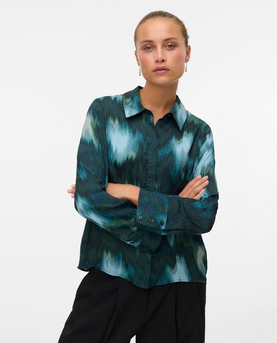 Camisa estampada com manga comprida Multicolor-1