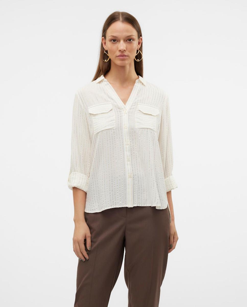 Vero Moda - Camisa de manga larga de mujer con brillo lurex.