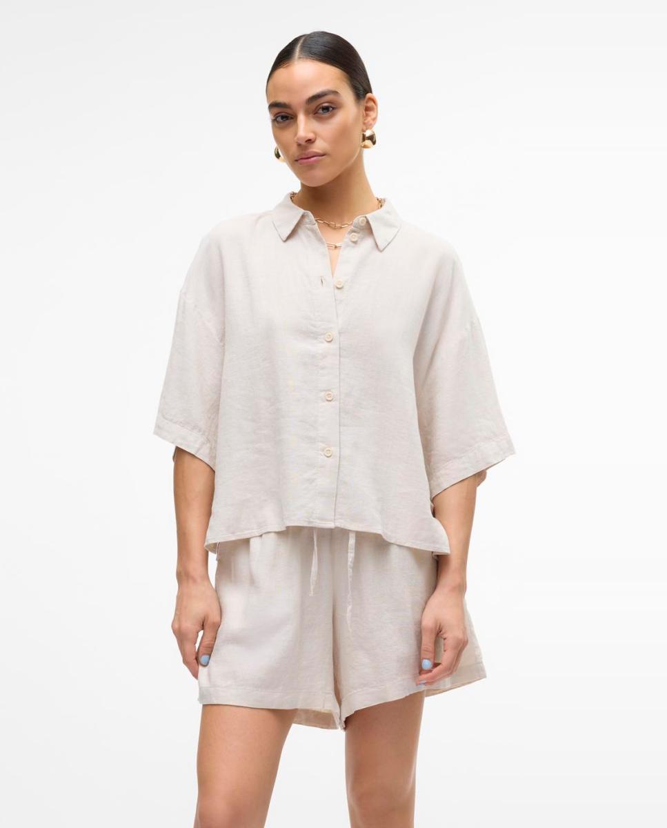 Vero Moda - Camisa de lino de mujer de manga 2/4.