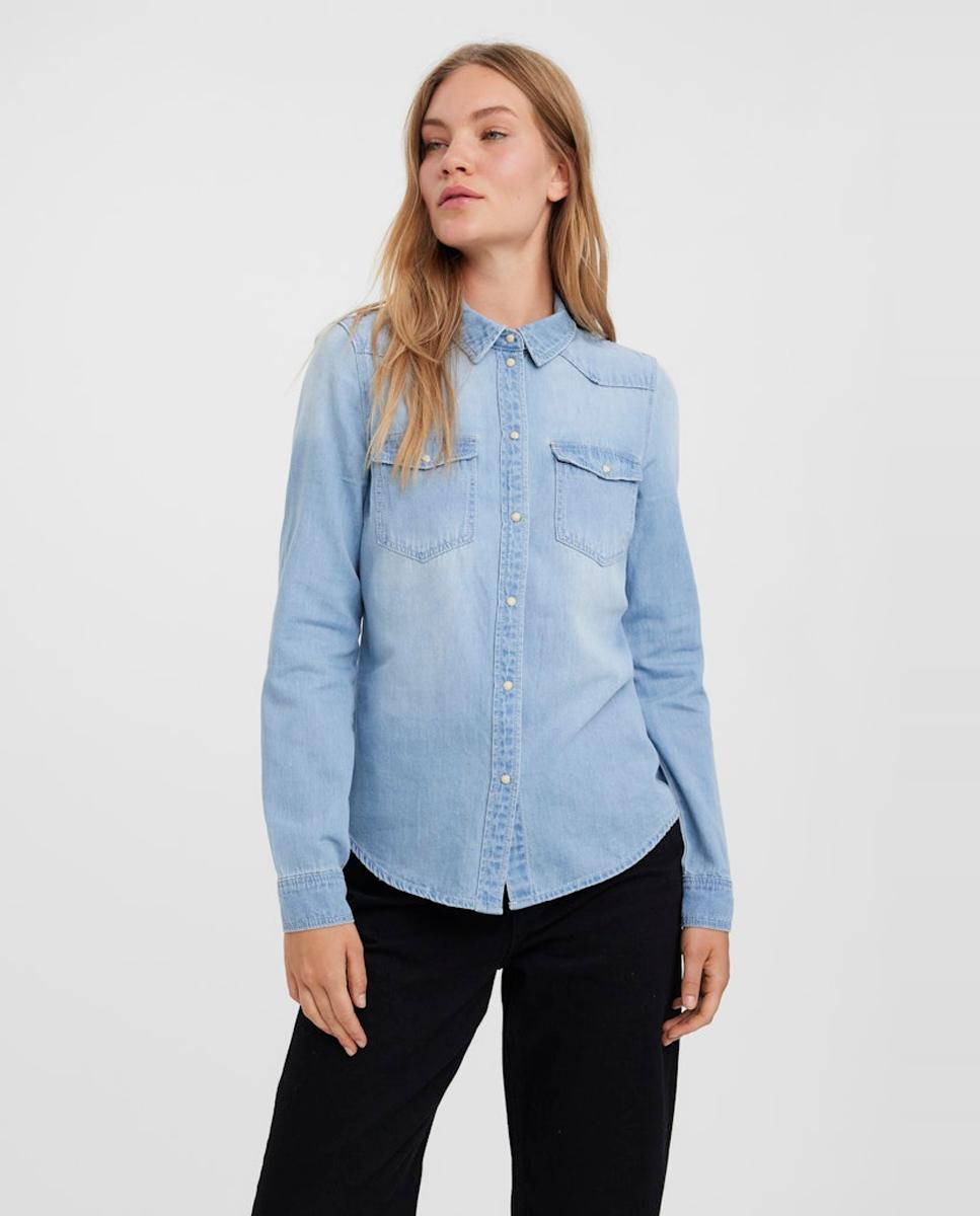Vero Moda - Camisa vaquera de mujer de manga larga.