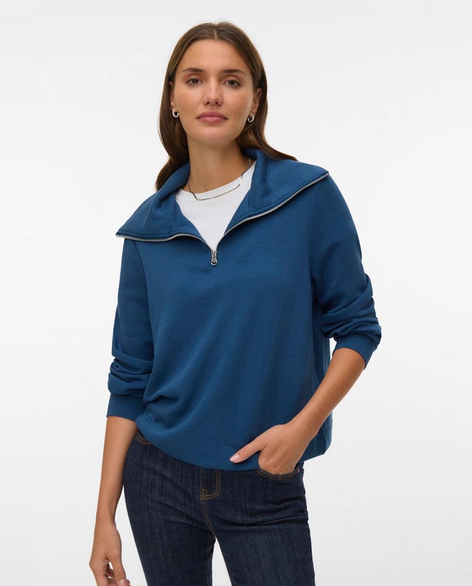 Vero Moda - Sudadera de mujer con cuello polo cremallera.