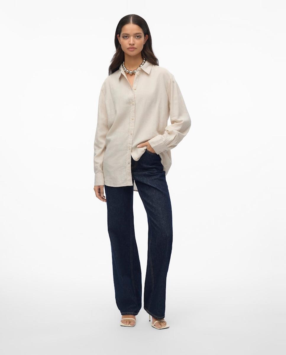 Camisa básica fluida de mujer - Vero Moda - Beige Beige-5