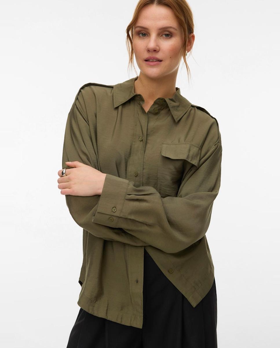 Vero Moda - Camisa fluida de corte recto de mujer.