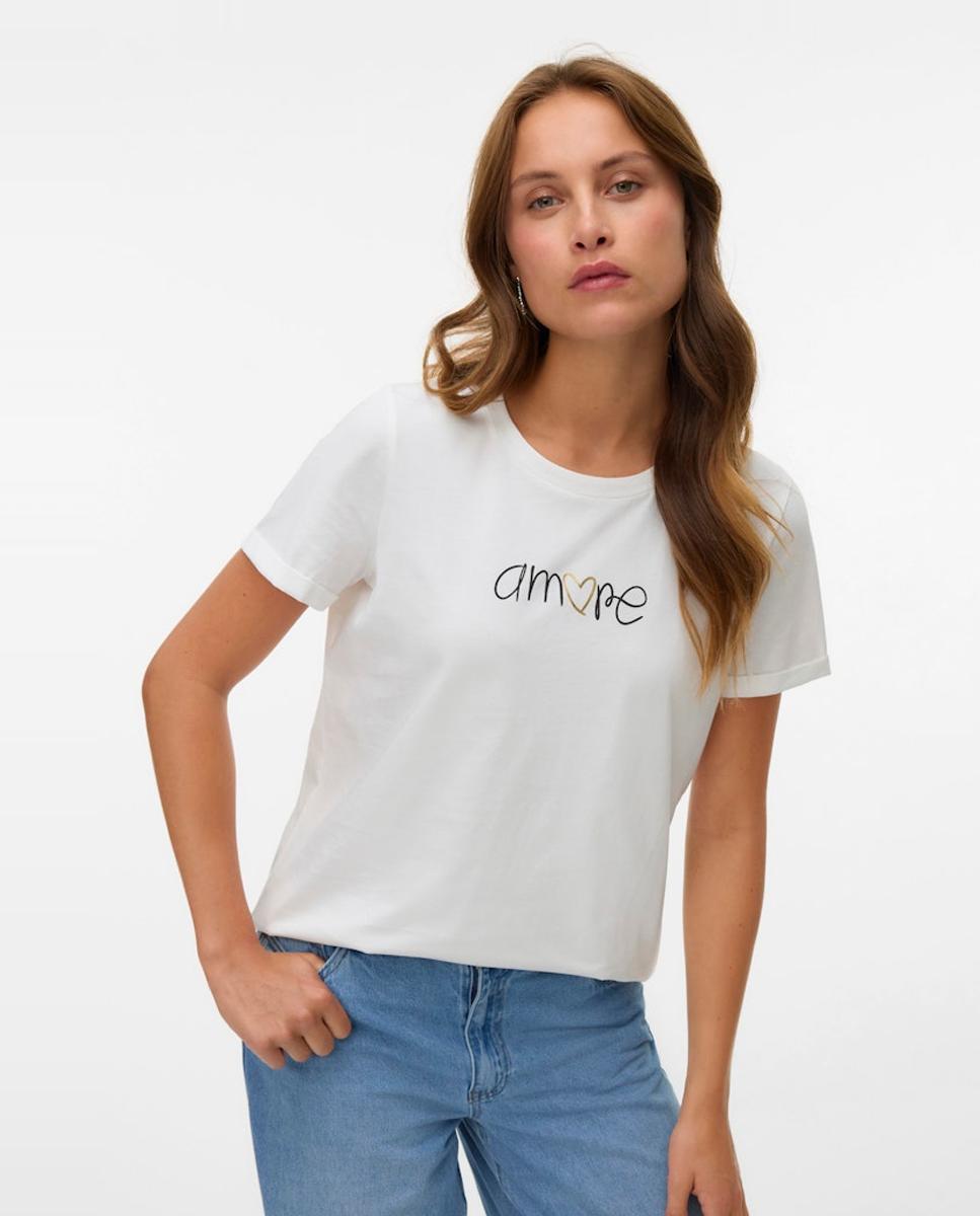 Vero Moda - Camiseta básica de mujer con detalle estampado.