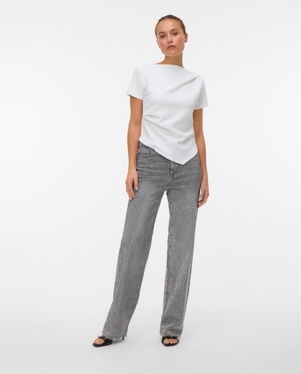 Top cuello barco de mujer con bajo asimétrico - Vero Moda - Blanco Blanco-4