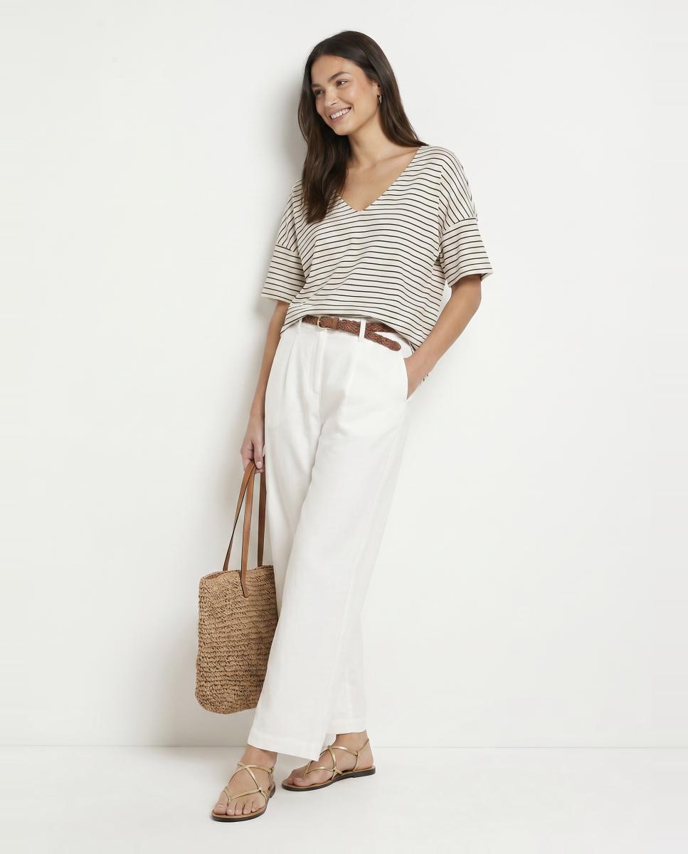 Vero Moda - Camiseta de mujer con cuello pico de manga 2/4.
