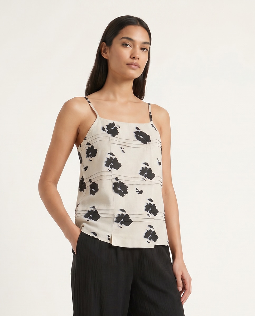 Imagen 0 de Top tirantes de mujer con cuello redondo Blanco hielo