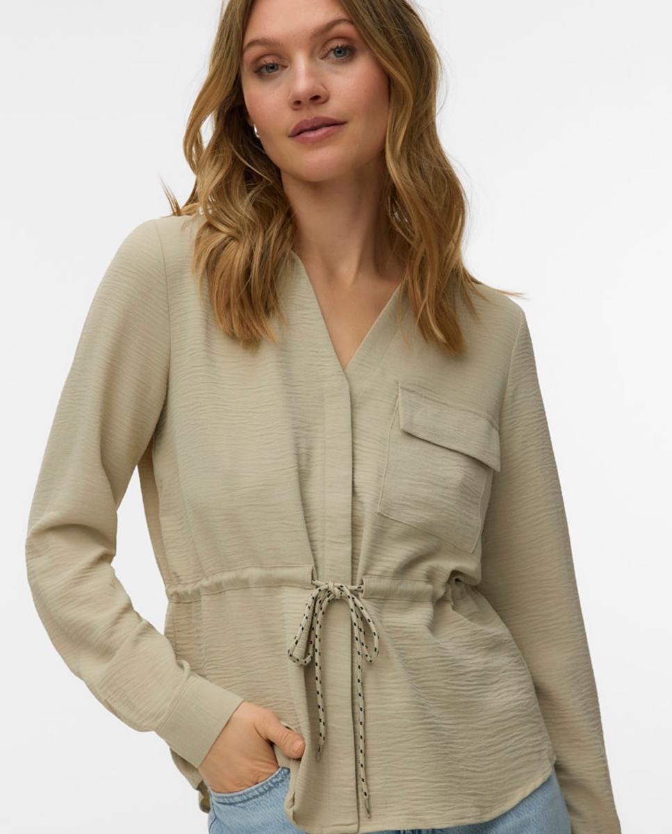 Vero Moda - Camisa safari de mujer con cordón.
