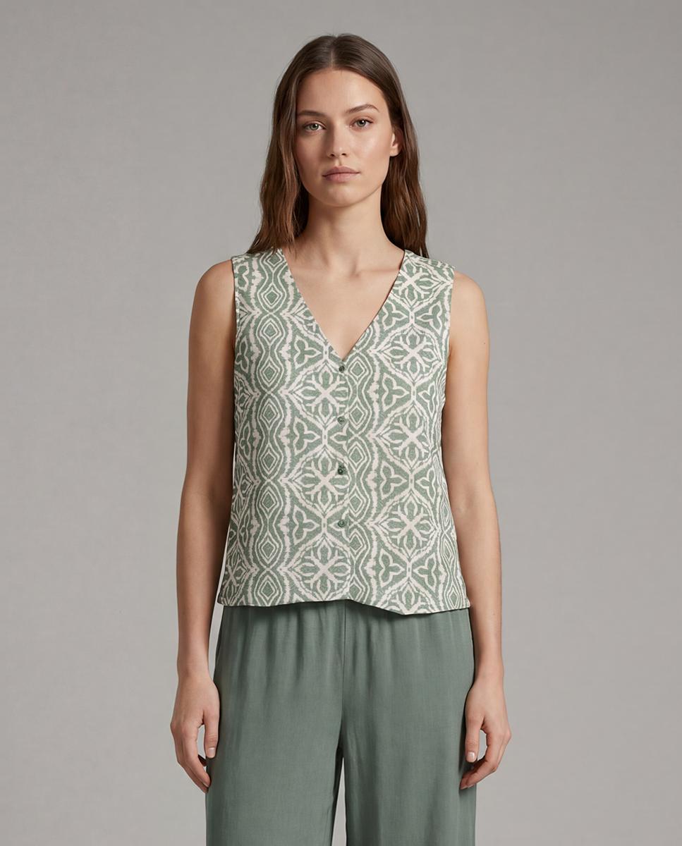Vero Moda - Top fluido de mujer cuello pico.