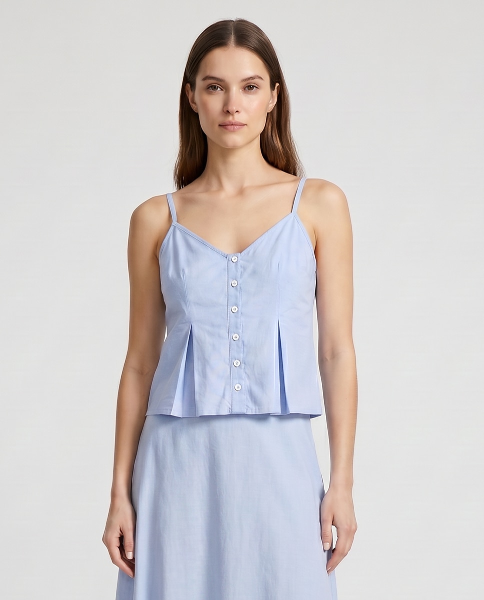 Vero Moda - Top de mujer de tirantes ajustables con detalle de pliegues.