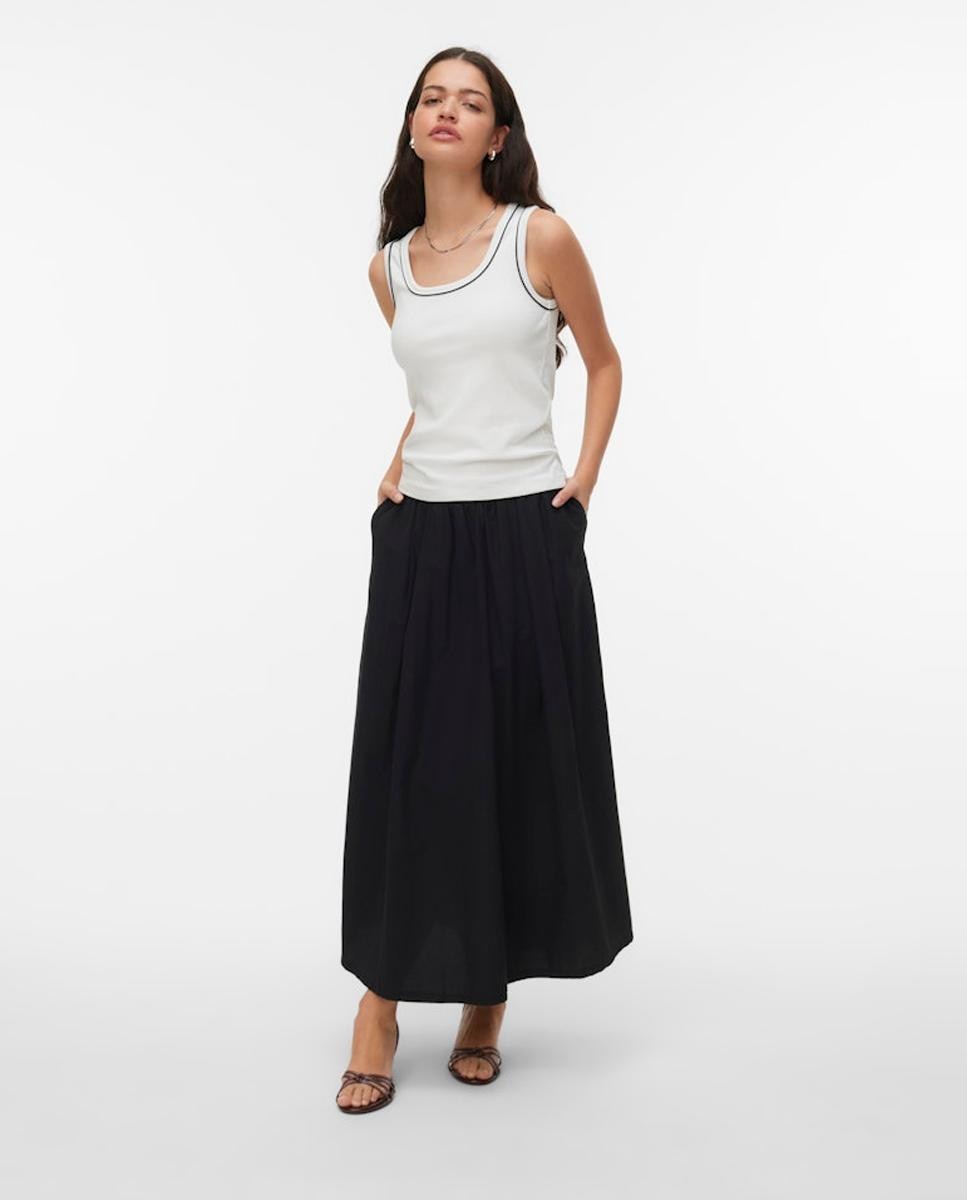 Top de manga sisa de mujer con escote redondo - Vero Moda - Blanco Blanco-4