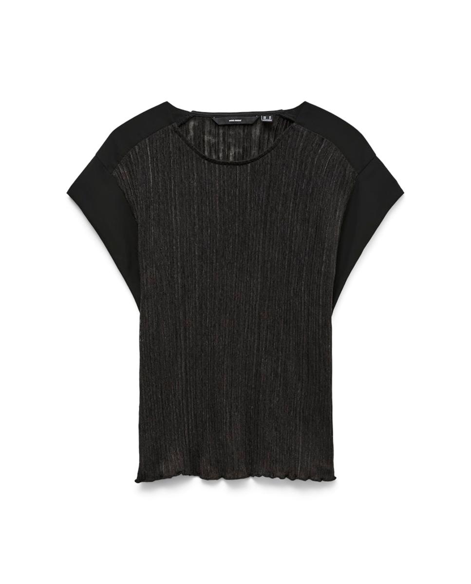 T-shirt com manga curta e decote redondo Preto-5