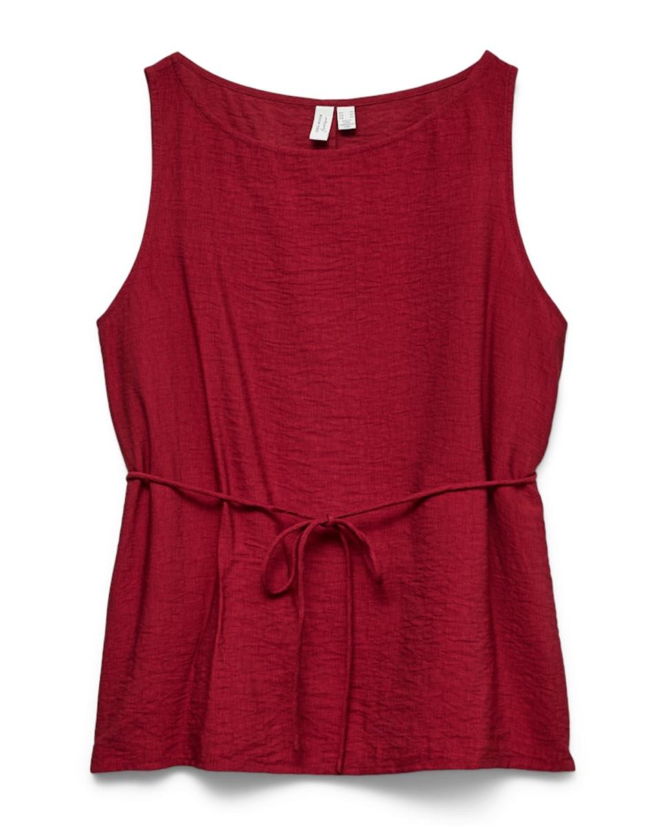 Top manga sisa con lazo en la cintura - Vero Moda - Burdeos Burdeos-5