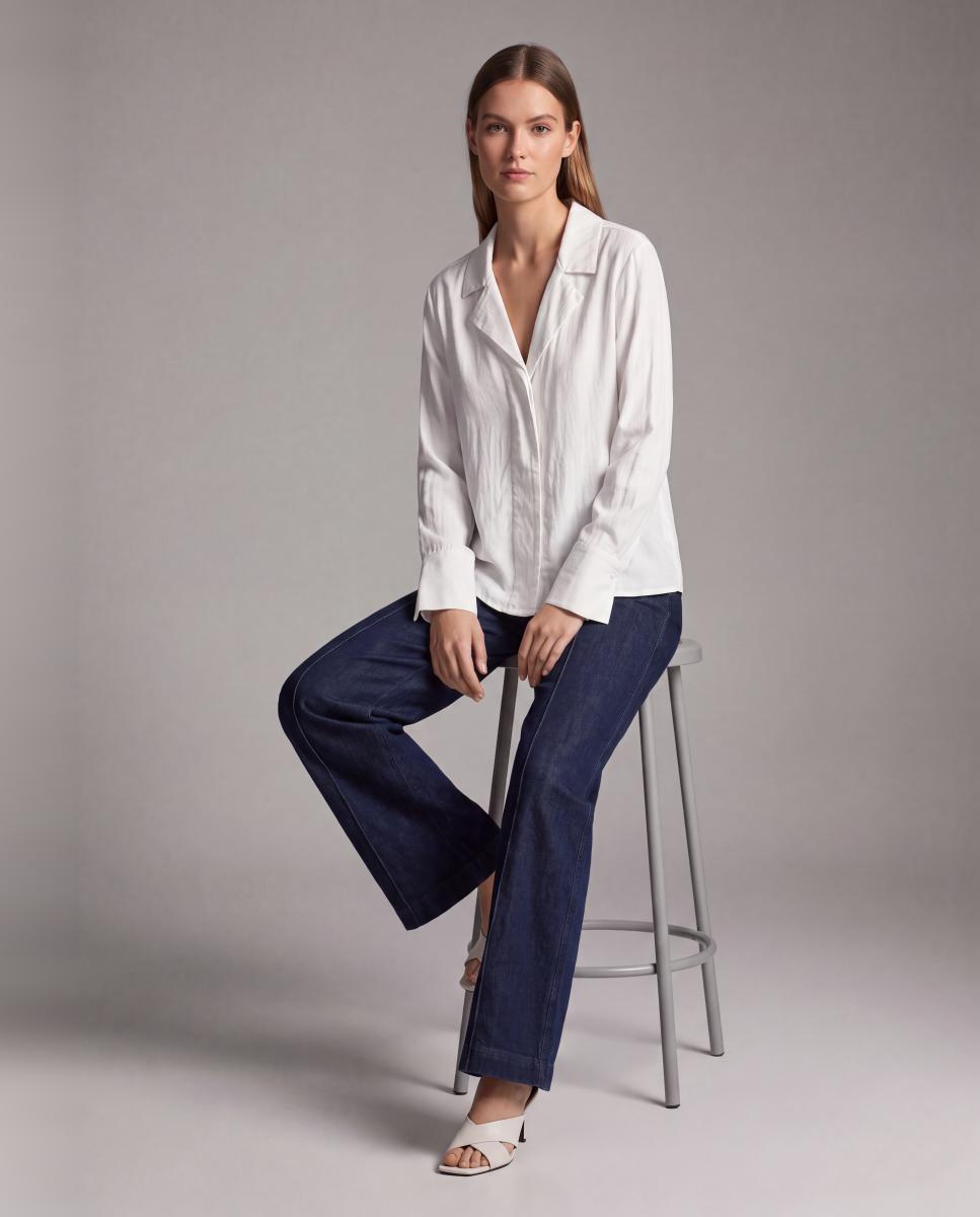 Camisa manga larga cuello pico - Vero Moda - Blanco Blanco-3