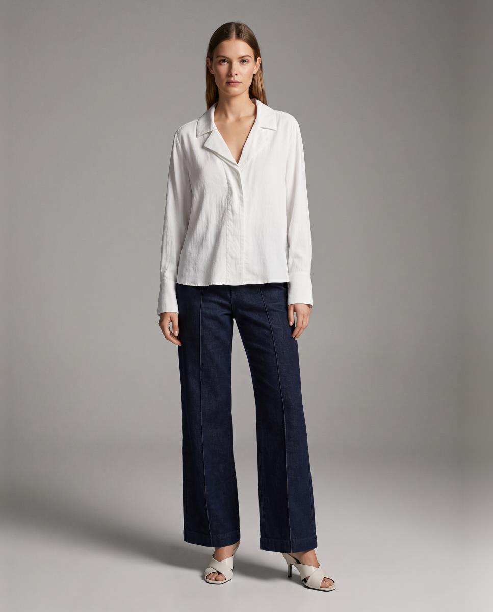 Camisa manga larga cuello pico - Vero Moda - Blanco Blanco-6